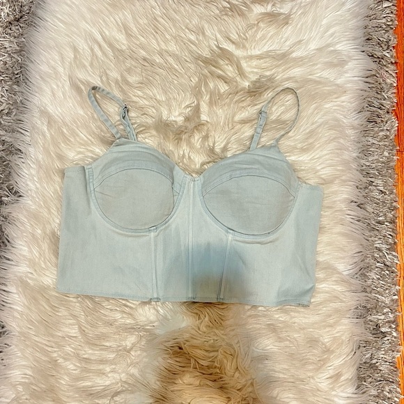 Say What? Tops - Light Blue Denim Corset Top